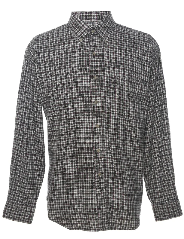 Hip  hop  inspired Long Sleeved Checked Shirt - L Business