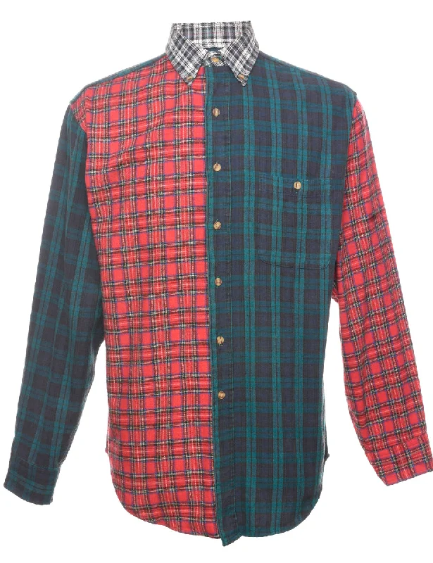 Y2K Revival Patchwork Checked Shirt - S British Gentleman Style