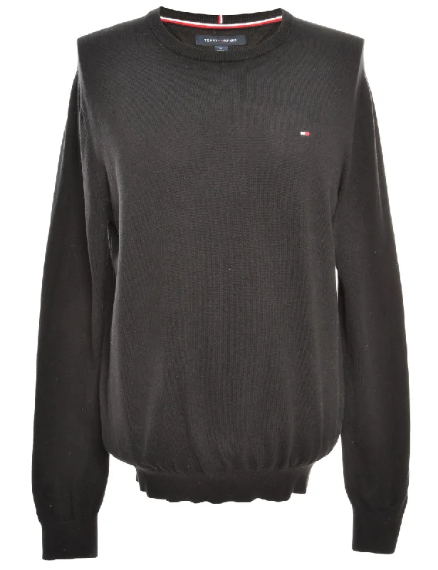 Cloud Soft Tommy Hilfiger Black Jumper - M Polished Men's Silk