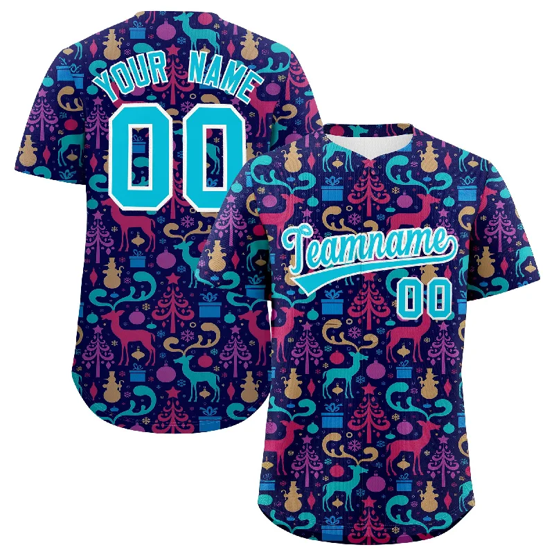 Custom Christmas Graffiti Pattern Authentic Baseball Jersey Sleek Men's Metallic