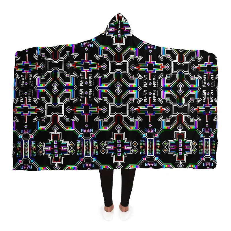 Anime Inspired Prismatic Grid Hooded Blanket Business