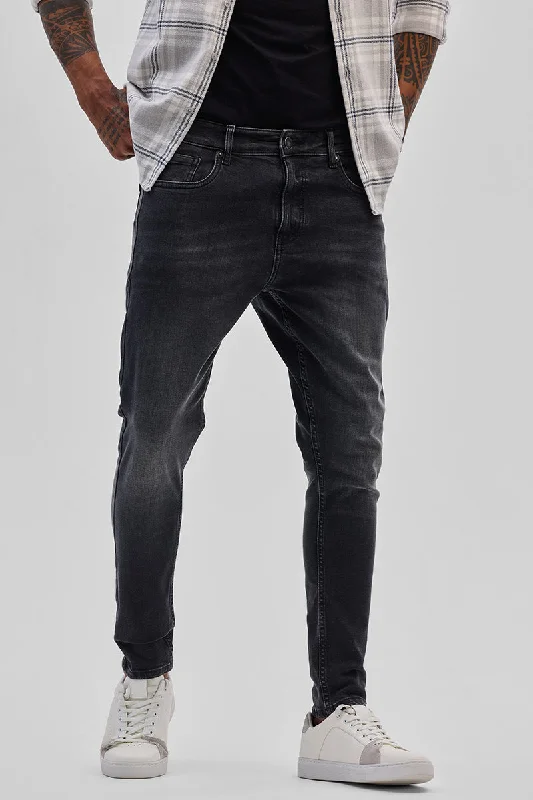 Black Skinny Fit Jeans Edgy Men's Punk