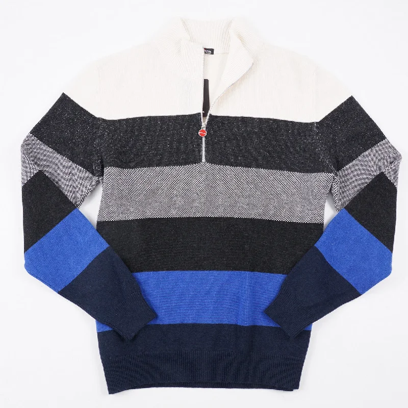 Warm keeping Kiton Colorblock Knit Cashmere Sweater Sharp Men's Italian