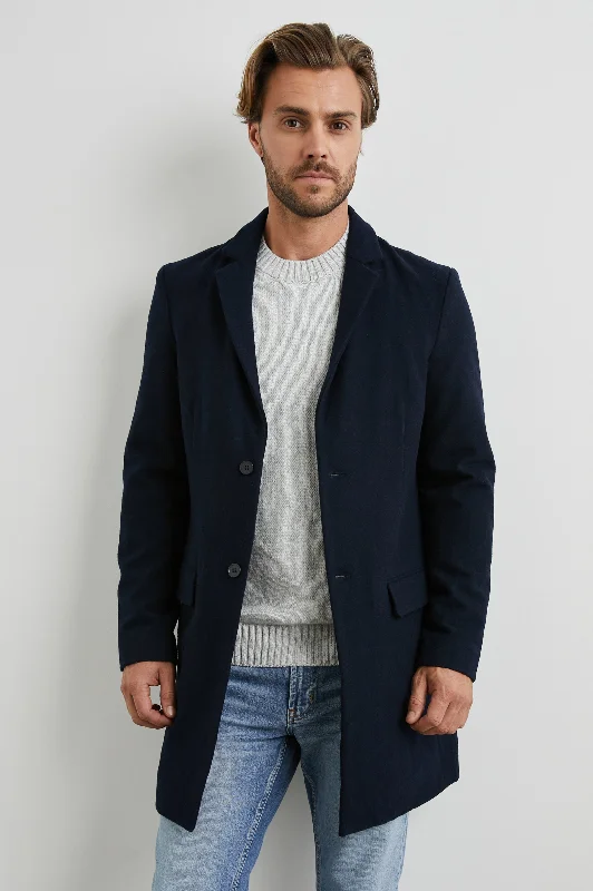 Bohemian Tribal LARK COAT - NAVY Sleek Men's Metallic