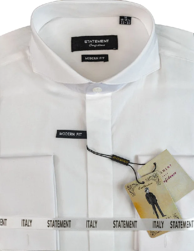 MODERN FIT WHITE DRESS SHIRT WITH SPREAD COLLAR & FRENCH CUFF Monochromatic All