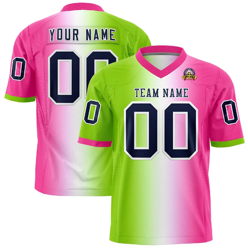 Custom Neon Green White-Pink Personalized Gradient Fashion Authentic Football Jersey Vintage Men's 1970S Disco