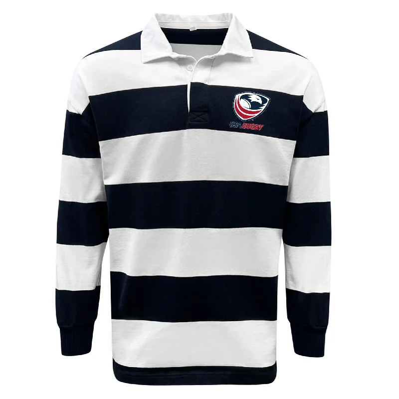 USA Rugby Hooped Classic Jersey Casual Men's Loose