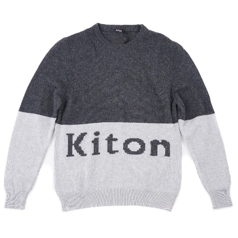 Minimalist aesthetic Kiton Intarsia Knit Cashmere Sweater Trendy Men's Scandinavian