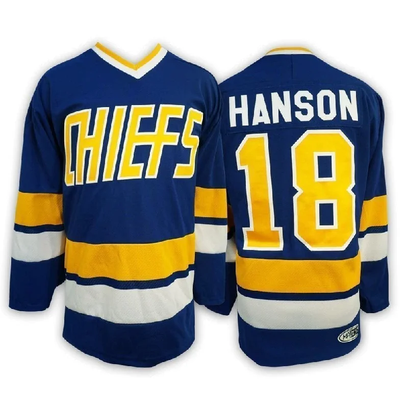 Jeff Hanson #18 Hanson Brothers Charlestown Chiefs Slapshot Movie Jersey Bohemian Men's Free