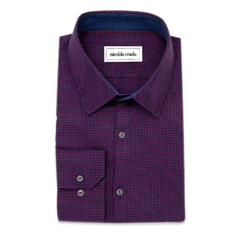 Purple Textured Patterned Dress Shirt | The Edo Earthy Men's Hemp