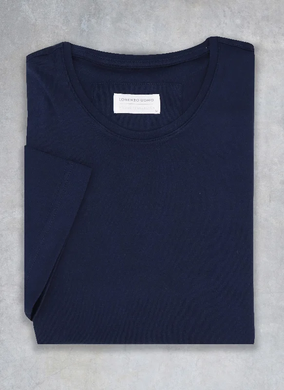 Supima® Cotton Crew Neck T-Shirt in Navy Trendy Men's Oversized