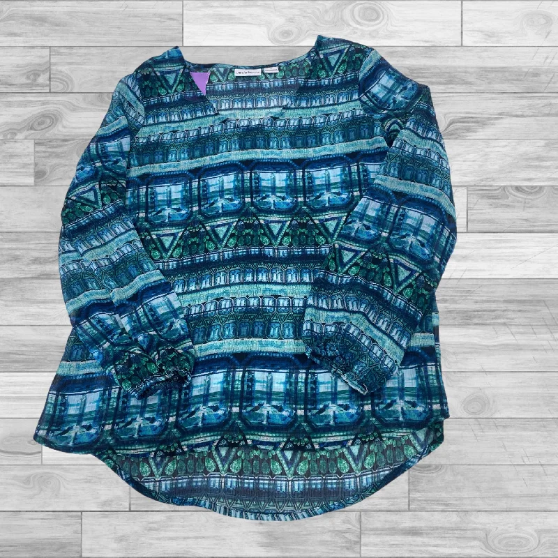 Top Long Sleeve By Liz Claiborne In Blue & Green, Size: M Modern Men's 