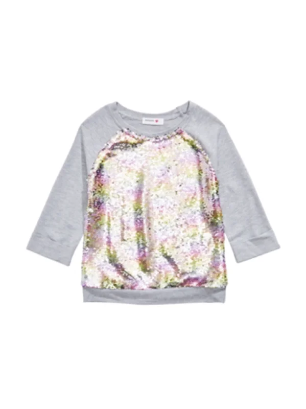 Kids Girl's Sequined Top,Light Grey Modern Men's Geometric