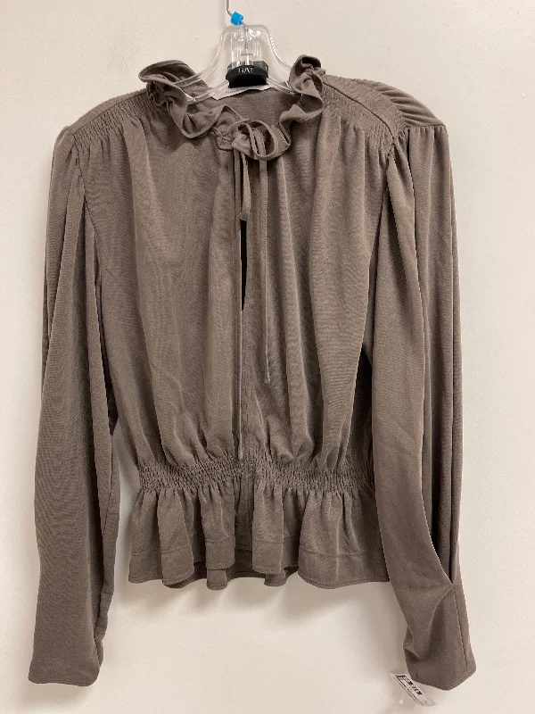 Top Long Sleeve By Rebecca Taylor In Brown, Size: M Vacation