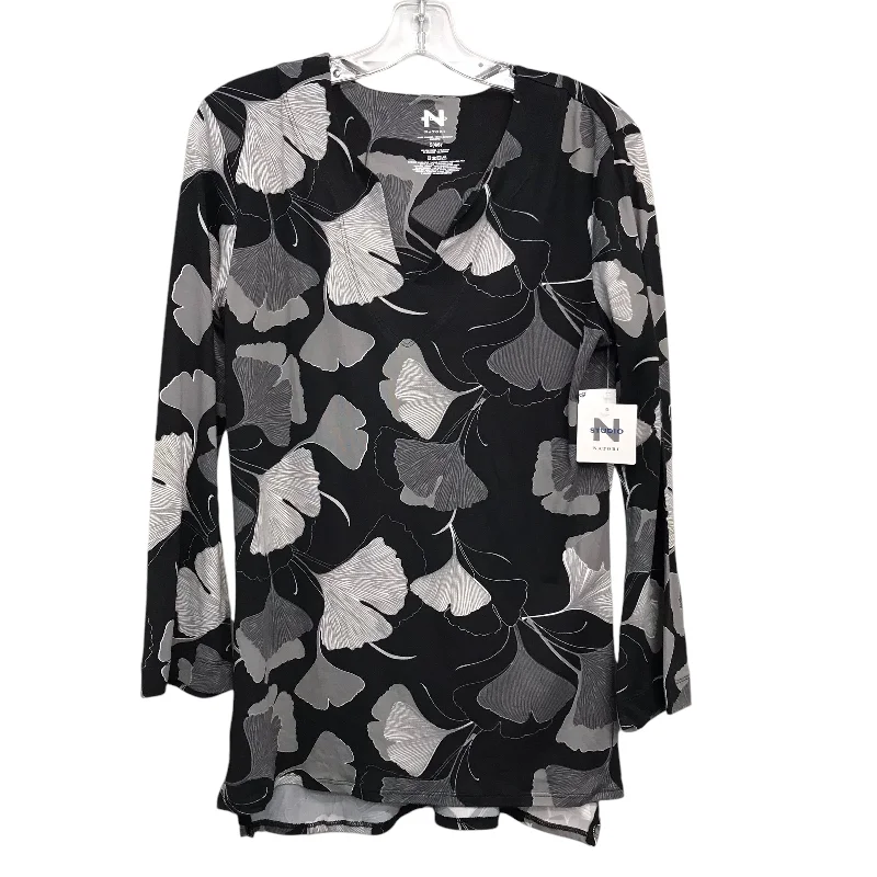 Top Ls By Natori In Black & Grey, Size:S Bold Men's Statement