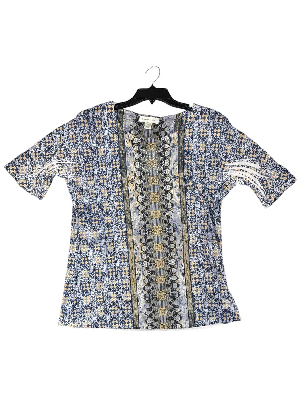 Top 3/4 Sleeve By Christopher And Banks In Geometric Pattern, Size: L Traditional Men's Wool