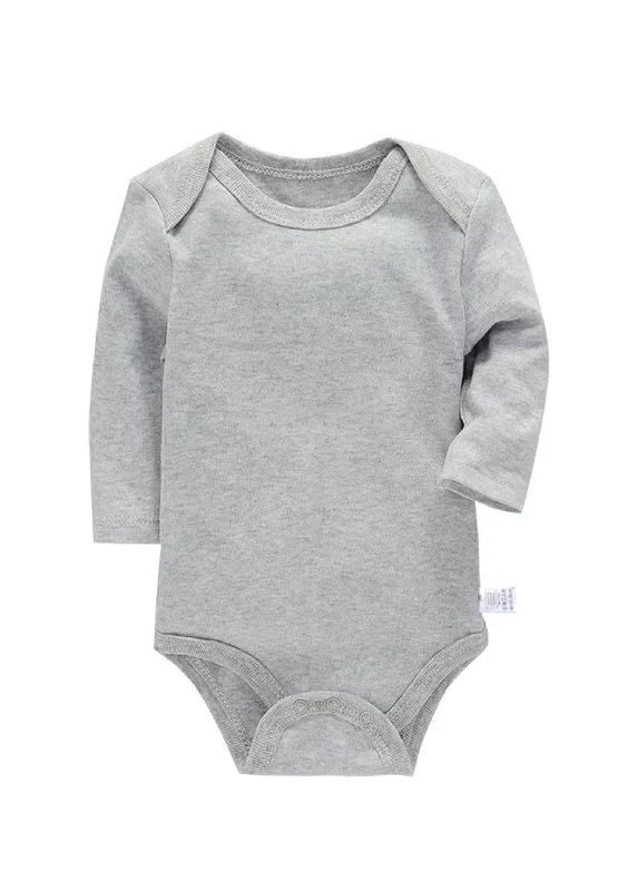 Kids Girl's Plain Bodysuit,Light Grey Gym