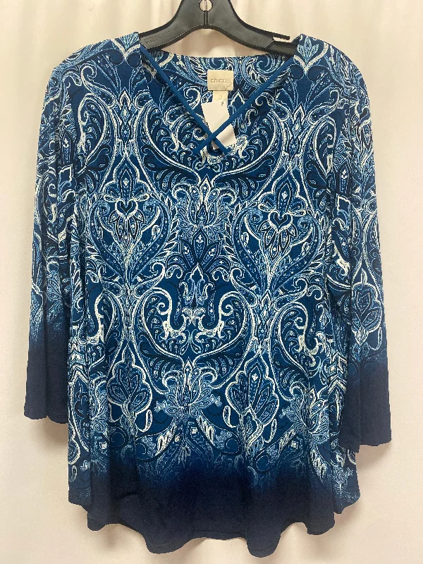 Top Long Sleeve By Chicos In Blue, Size: L Stylish Men's Neon