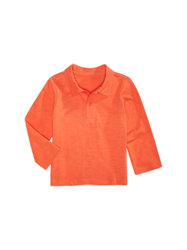 Kids Boy's Textured Polo Shirt,Orange Cclassic Men's Tweed