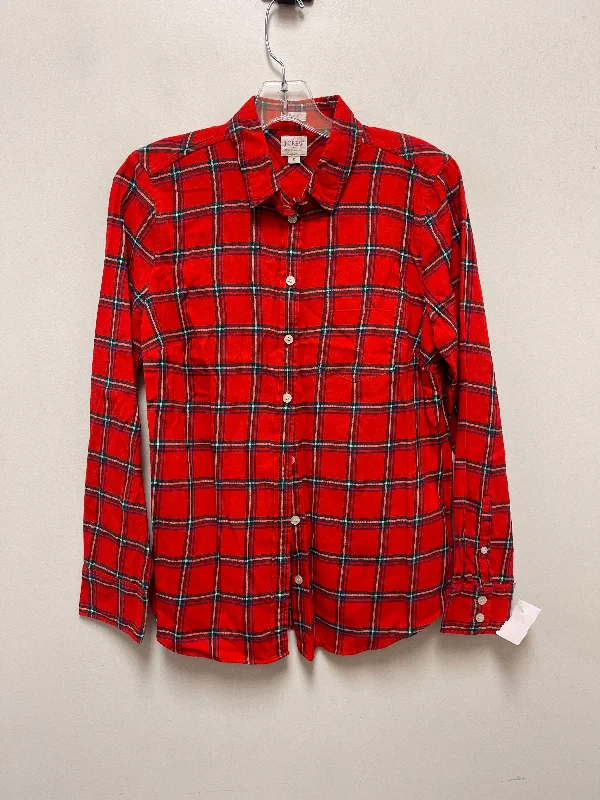 Top Long Sleeve By J. Crew In Red, Size: S Polished Men's Silk