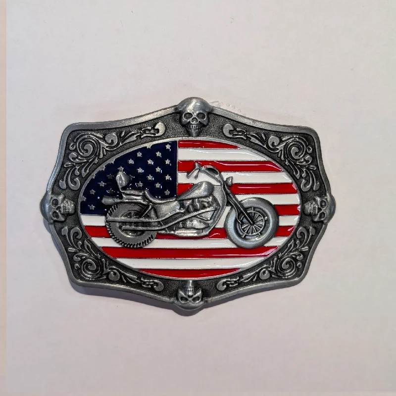 Belt Buckle - Flag Motorcycle Traditional Men's Wool