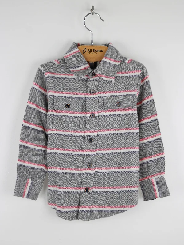 Kids Boy Striped Casual Shirt,Grey Cozy Men's Winter