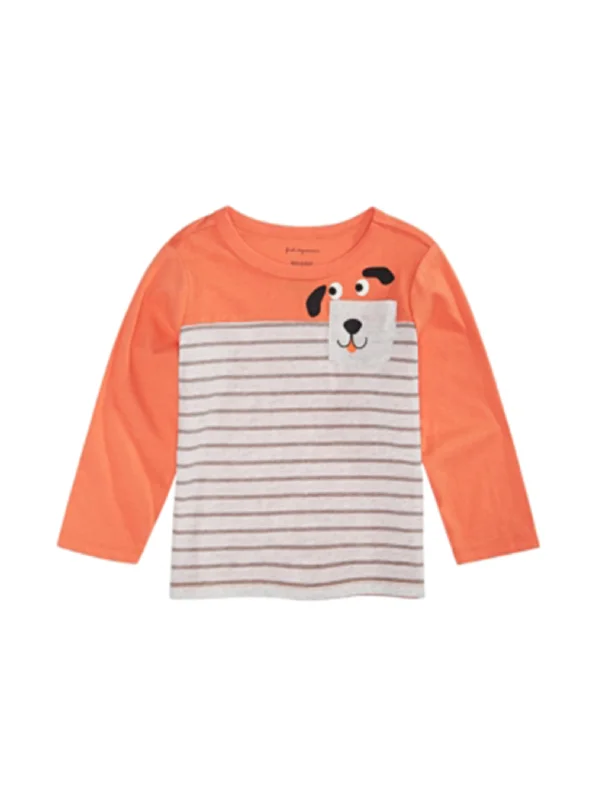 Kids Boy's Striped Top,Orange/White British Gentleman Style