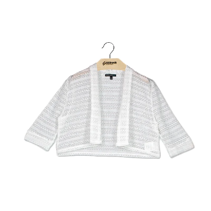 Kids Girl Three-Quarter-Sleeve Cardigan,White Dynamic Men's Moto