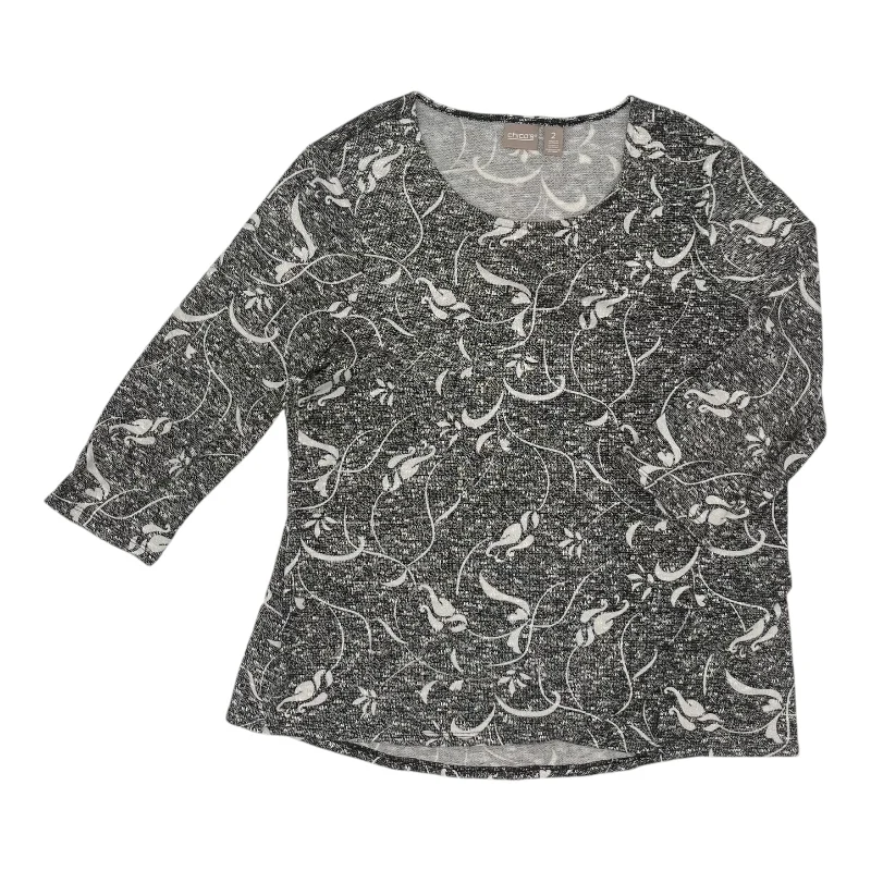 Top 3/4 Sleeve By Chicos In Grey, Size:L Vacation