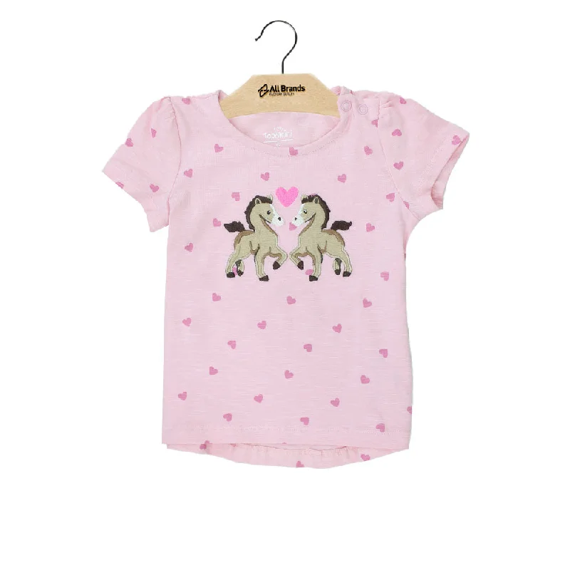 Kids Girl Hearts Printed Top,Pink Adventure