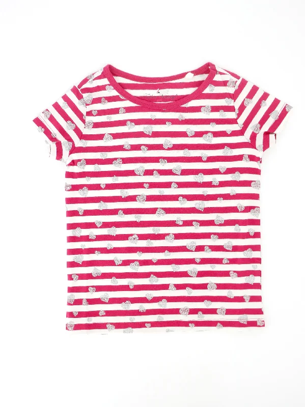 Kids Girl Striped T-Shirt,Fuchsia Sleek Men's Contemporary 