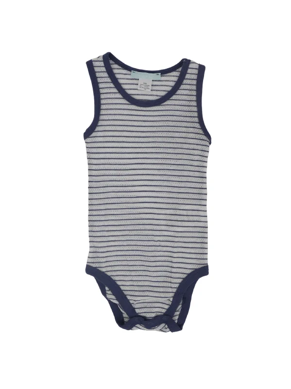 Kids Boy's Striped Bodysuit,White/Blue Artistic Men's Hand