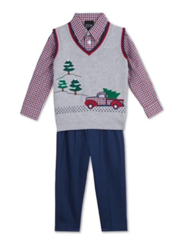 Kids Boy's 3 Pcs Christmas Top & Bottom Set,Multi Dapper Men's 1920S