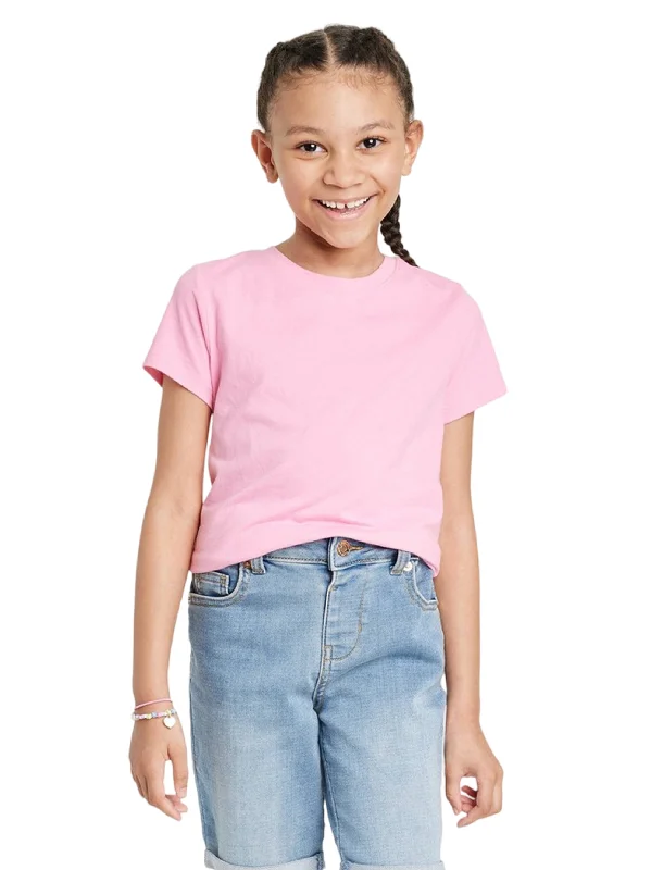 Kids Girl's Plain Solid Top,Pink Casual Men's Loose