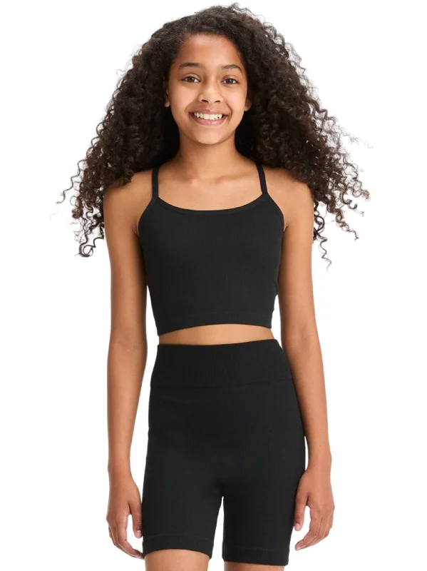 Kids Girl's Ribbed Tank Top,Black Sporty Men's Athleisure 