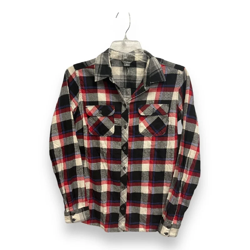 Top Long Sleeve By Eddie Bauer In Plaid Pattern, Size: S Casual Men's Japanese 