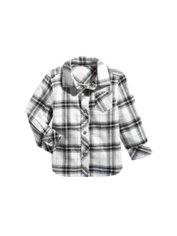 Kids Boy's Plaid Shirt,Black/White Sophisticated Men's 