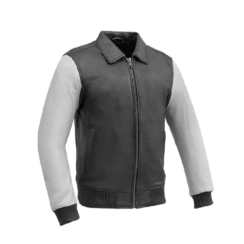 Moto Bomber Two Tone Jacket Polished Men's Silk