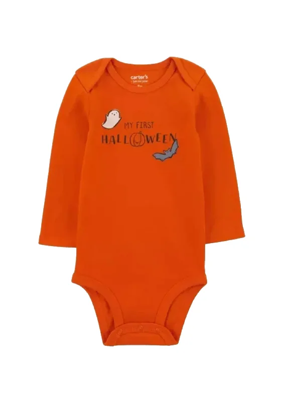 Kids Boy's Graphic Printed Bodysuit,Orange Unique Men's Patch