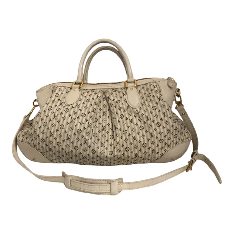 LOUIS VUITTON/Hand Bag/Cotton/WHT/Grey and white monogram Monochromatic Office Style