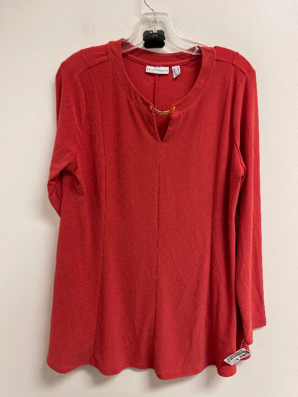 Top Long Sleeve By Susan Graver In Red, Size: M Casual Men's Short