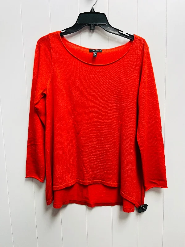 Top Long Sleeve By Eileen Fisher In Red, Size: S Bold Men's Animal