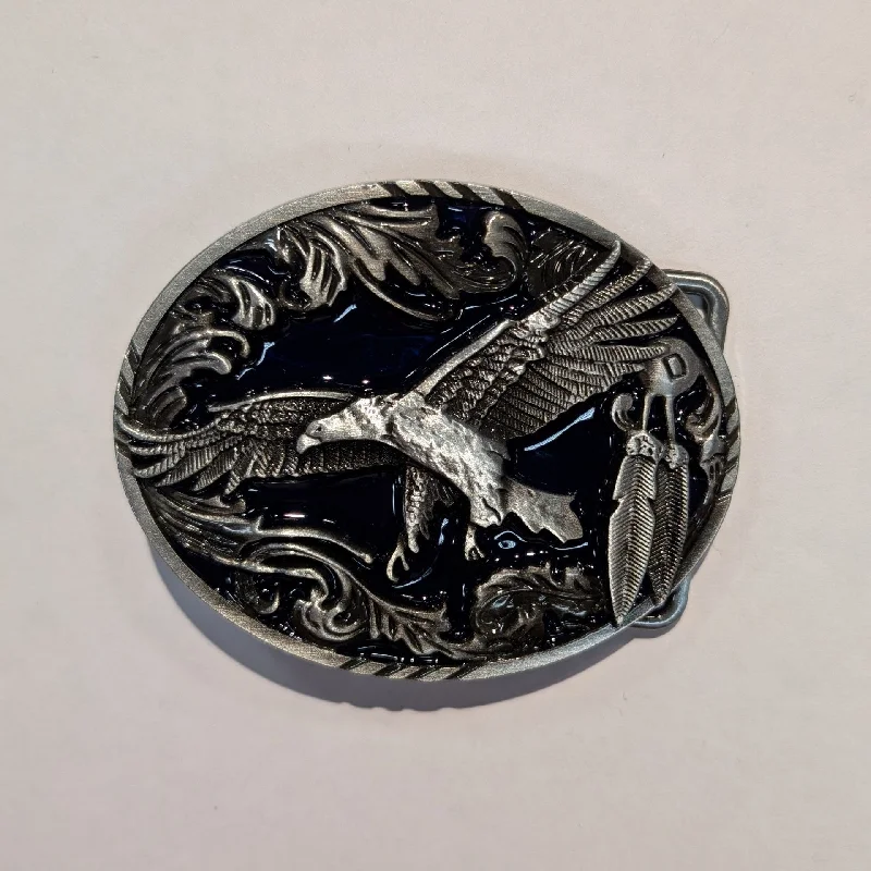 Belt Buckle - Oval Eagle Scene Elegant Men's Formal 