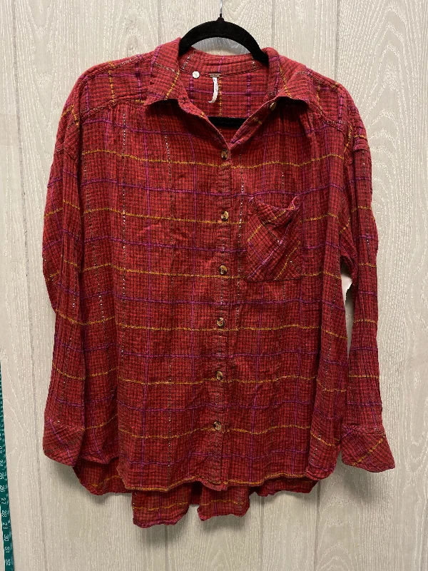 Top Long Sleeve By Free People In Plaid Pattern, Size: S Confident Men's High