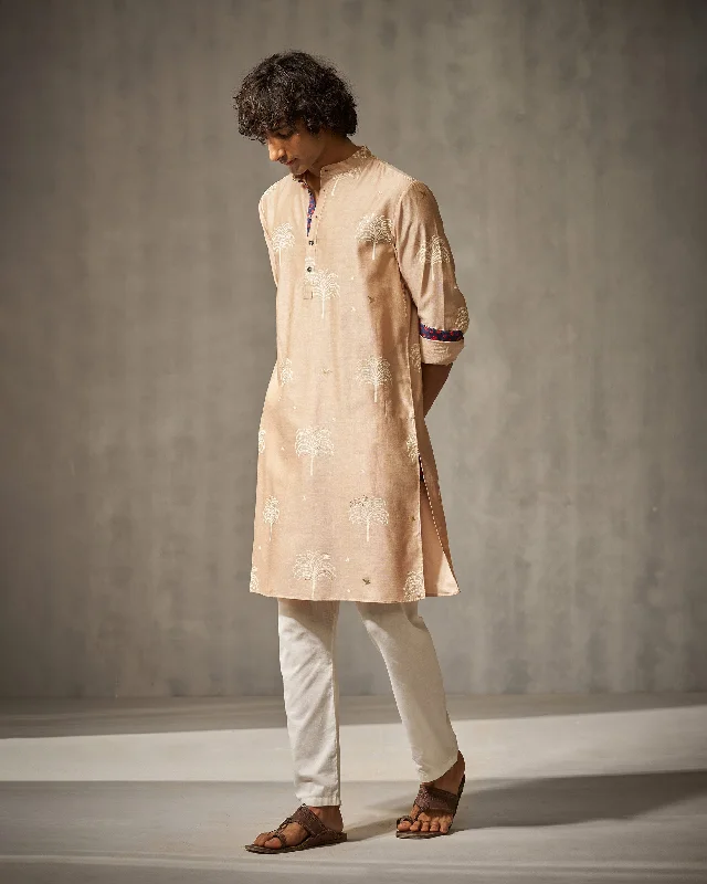 Bageecha Kurta - Light Brown Print Youthful Men's Pop