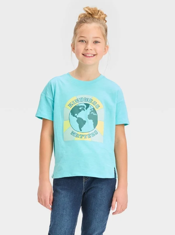 Kids Girl's Graphic Printed T-Shirt,Turquoise Rugged Men's Outdoor 