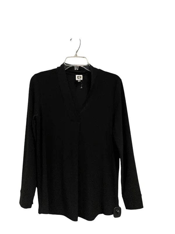 Top Long Sleeve By Anne Klein In Black, Size: Xs Minimalist Men's Casual 