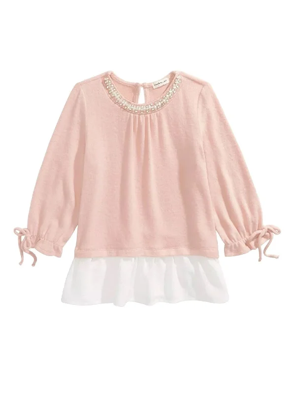 Kids Girl's Embellished Layered Top,Pink Earthy Men's Sustainable 