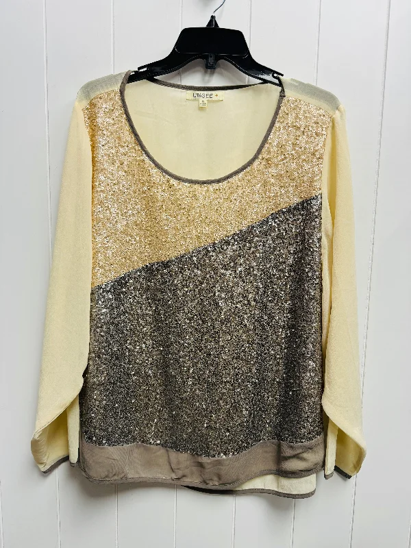 Top Long Sleeve By Umgee In Cream & Grey, Size: Xl Adventure