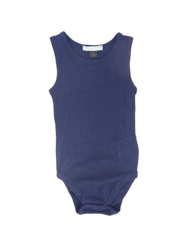 Kids Boy's Plain Solid Bodysuit,Navy Sleek Men's Metallic